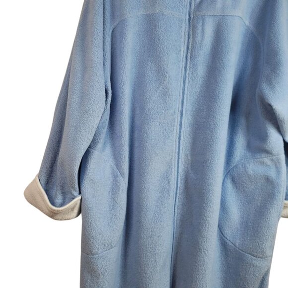 Stan Herman Fleece Long Robe Blue 2X Pockets Full Zip Long Sleeve Grannycore - Picture 5 of 7
